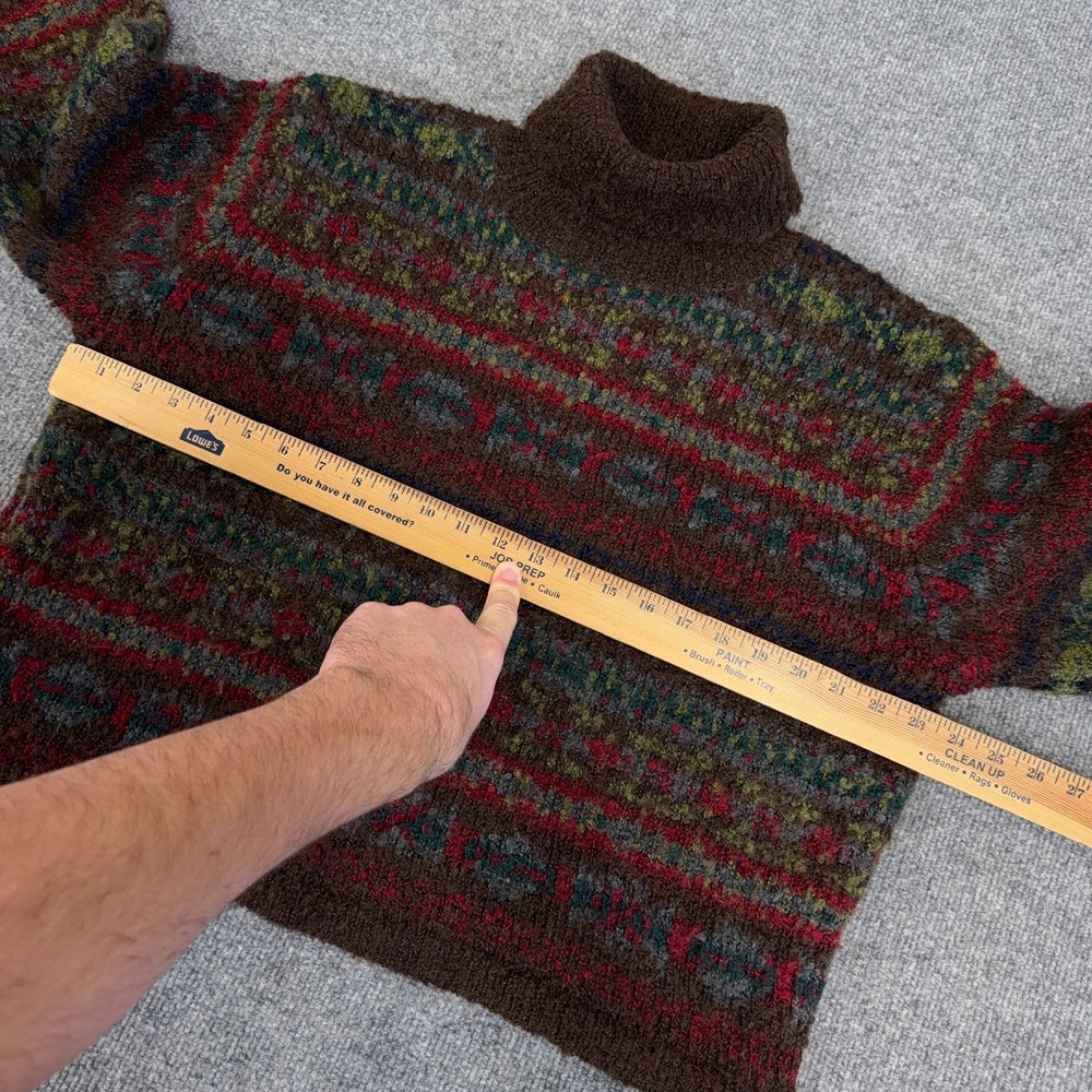 VINTAGE GAP Sweater Womens Large 90s Y2K Brown Fair Isle Cottagecore Mohair Wool - Picture 5 of 8